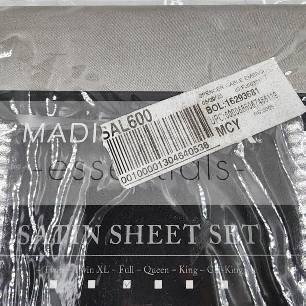 Madison Park Satin 6 pcs Polyester Full Luxury Sheet Set Full Light Grey